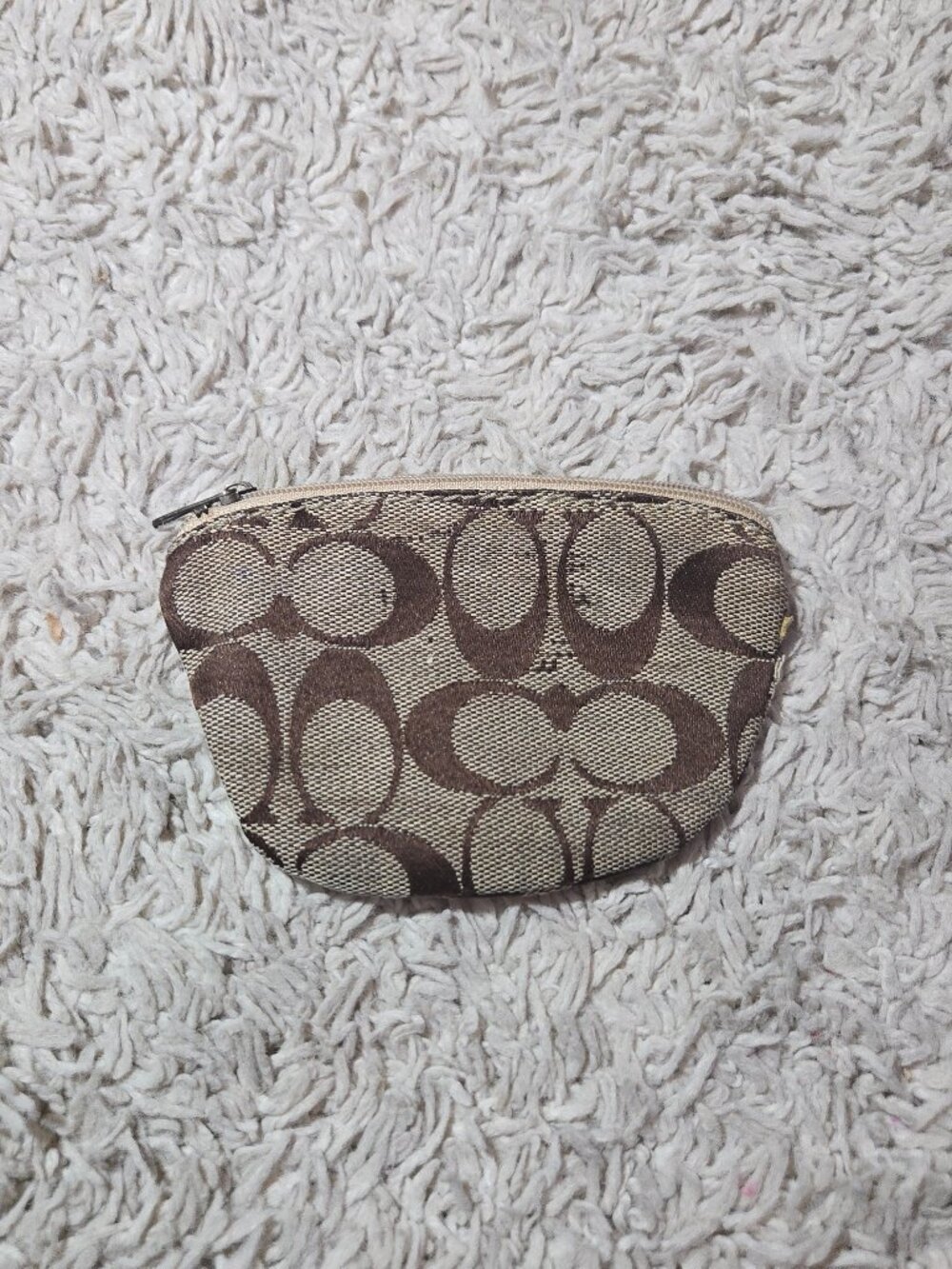 ✨ Coach Vintage Mini Coin Pouch Purse Signature C Canvas Brown Tan Card Holder ✨